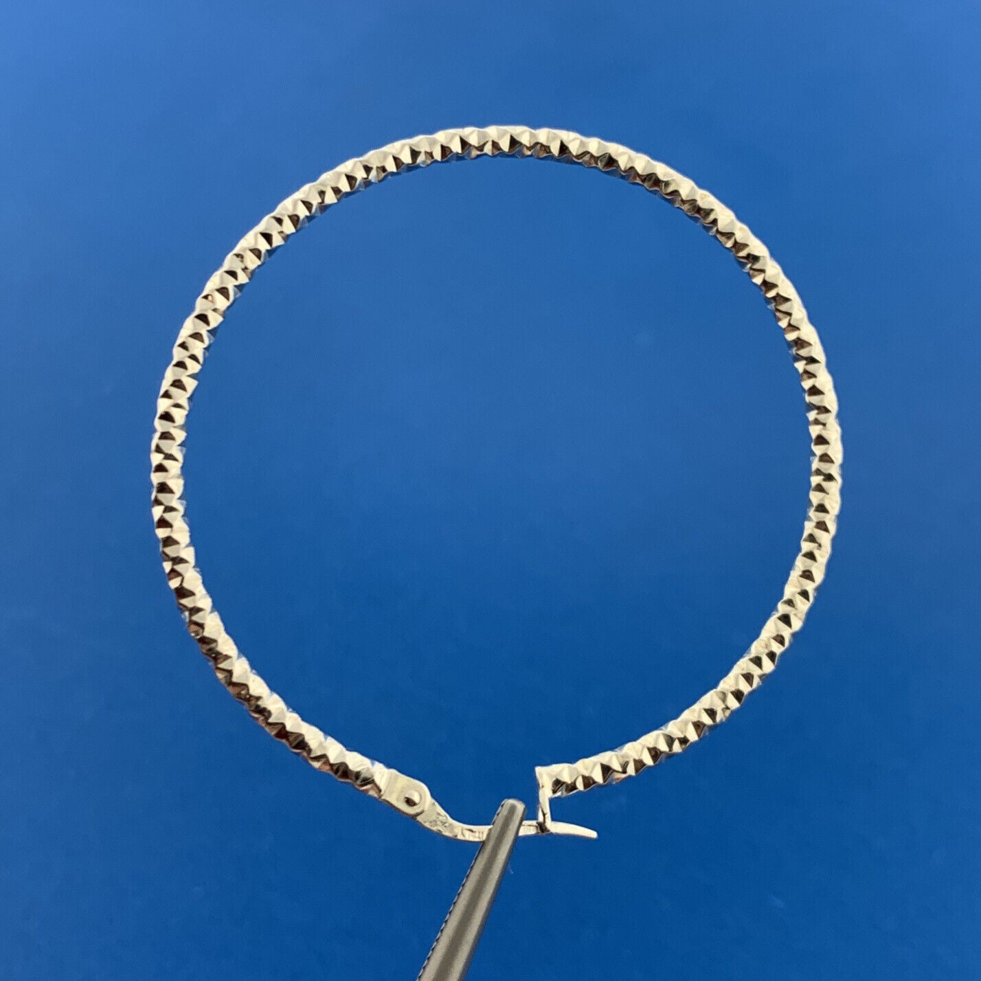 Designer Italy 925 Sterling Silver Classic Chic Fancy Etched Large Hoop Earrings