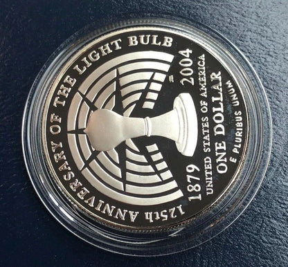 1994 P Thomas Alva Edison Commemorative Proof Silver $ Dollar OMP/COA