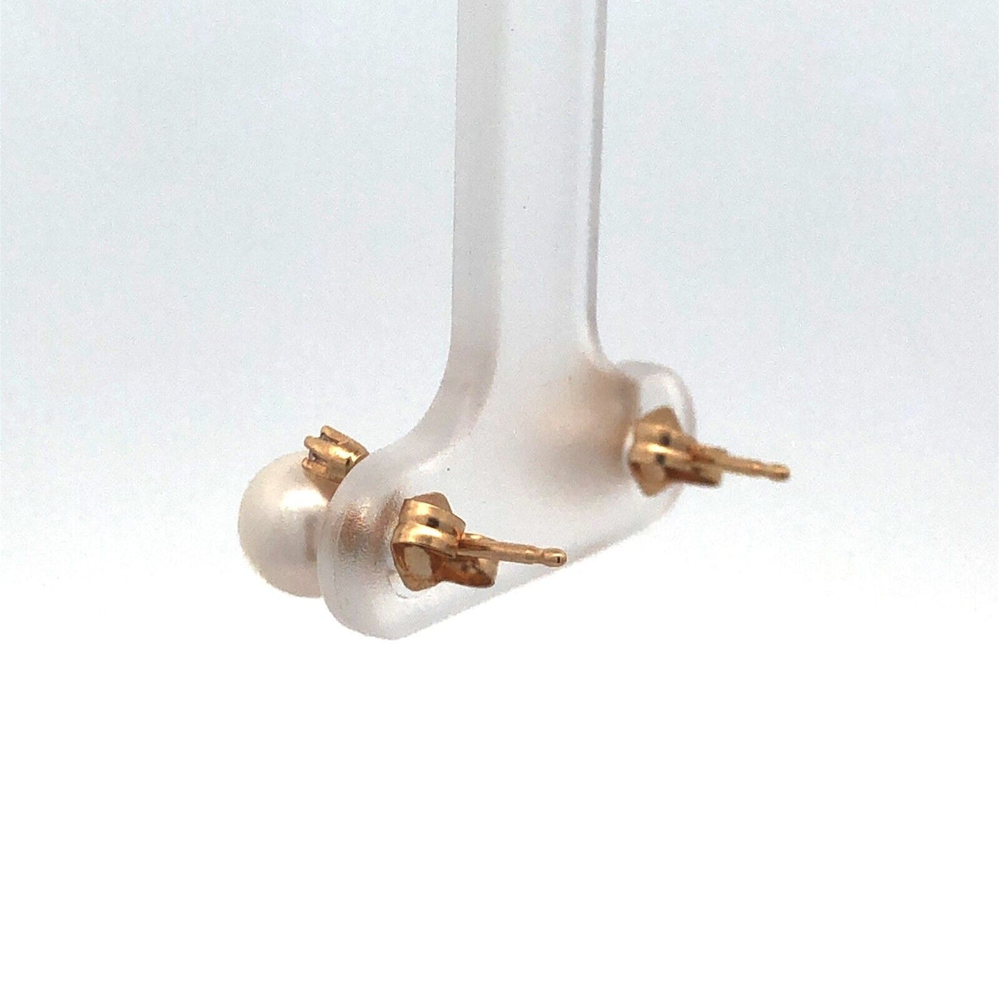 Estate 14K Yellow Gold Pearl White Topaz Accent Round Stud Earrings