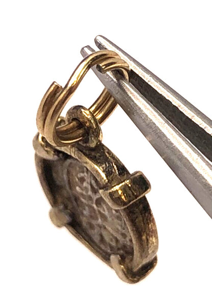 Vintage 925 Sterling Silver Vermeil Round Bronze Ancient Coin Pendant