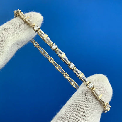 14K Yellow Gold Diamonique Brand Cubic Zirconia CZ Statement Tennis Bracelet