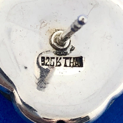 Retro Sterling Silver Rose Bud Camellia Flower Floral Statement Stud Earrings