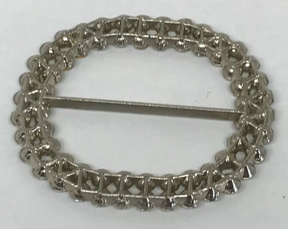 Vintage Runway Silver Tone Rhinestone Oval Statement Scarf Belt Slide Buckle