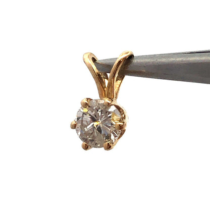 Designer 14K Yellow Gold Round Diamond Solitaire Anniversary Drop Pendant