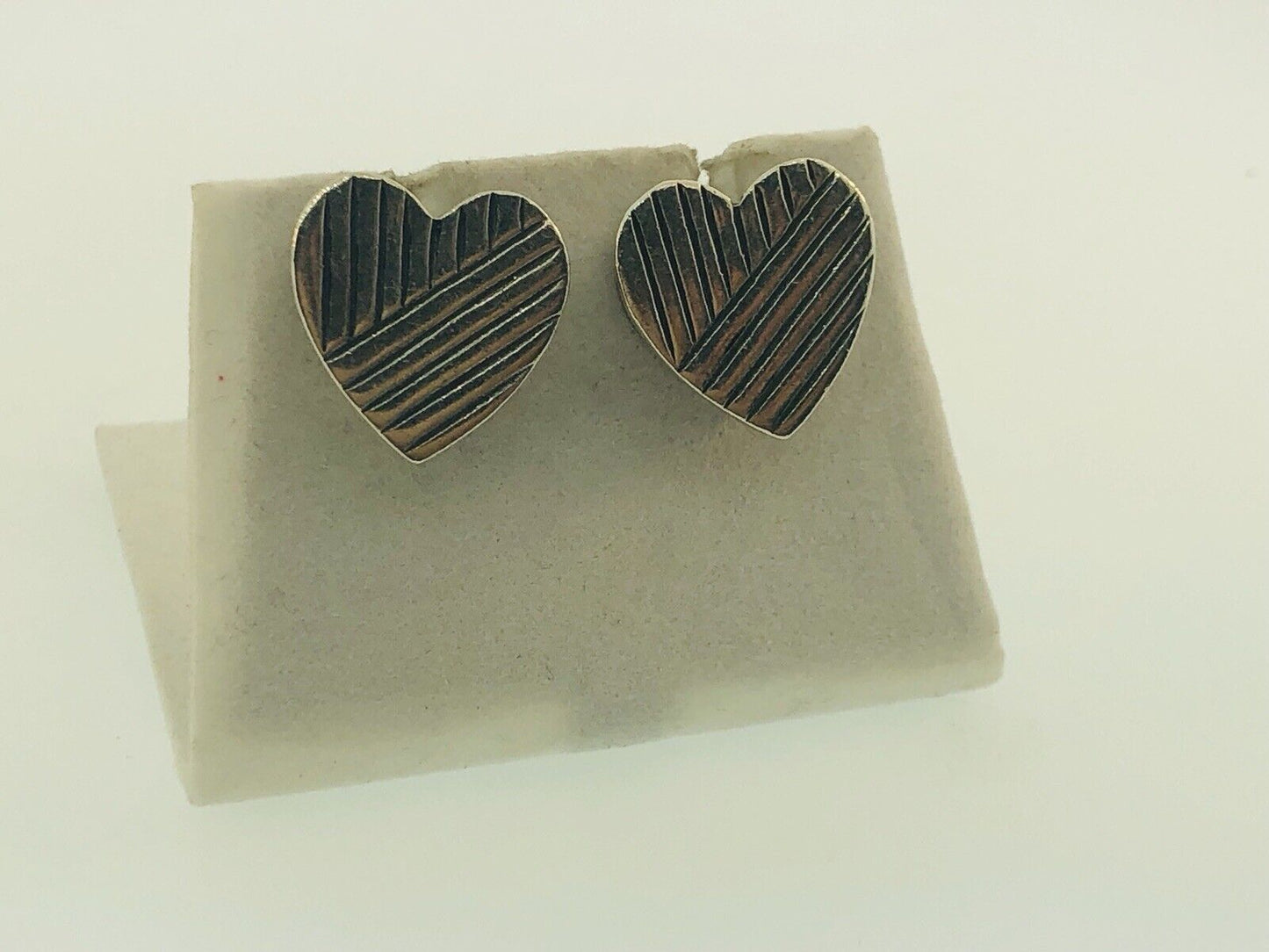 Retired Mignon Faget 14K Yellow Gold Sterling Silver Hard Hearts Stud Earrings