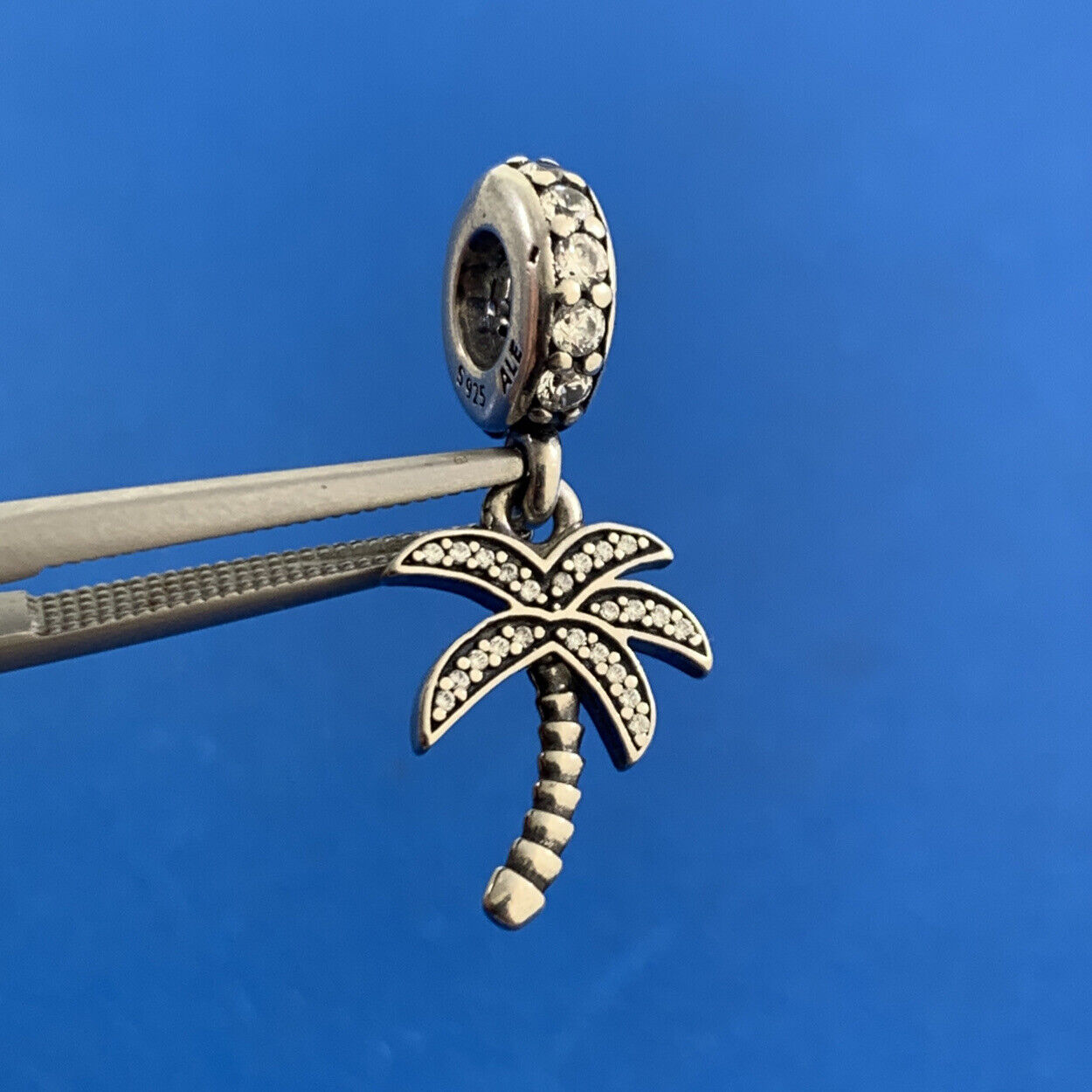 Pandora ALE 925 Sterling Silver Cubic Zirconia CZ 791540 Palm Tree Dangle Charm