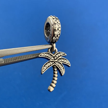 Pandora ALE 925 Sterling Silver Cubic Zirconia CZ 791540 Palm Tree Dangle Charm