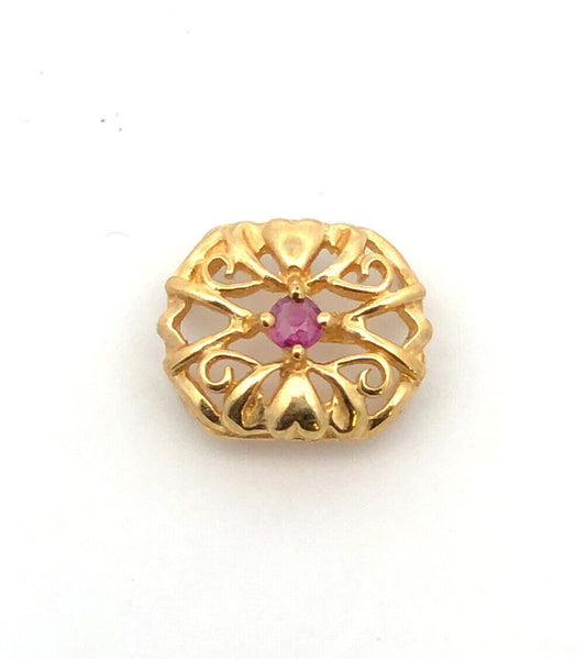 Designer 10K Yellow Gold Ruby July Birthday Anniversary Slide Bracelet Charm