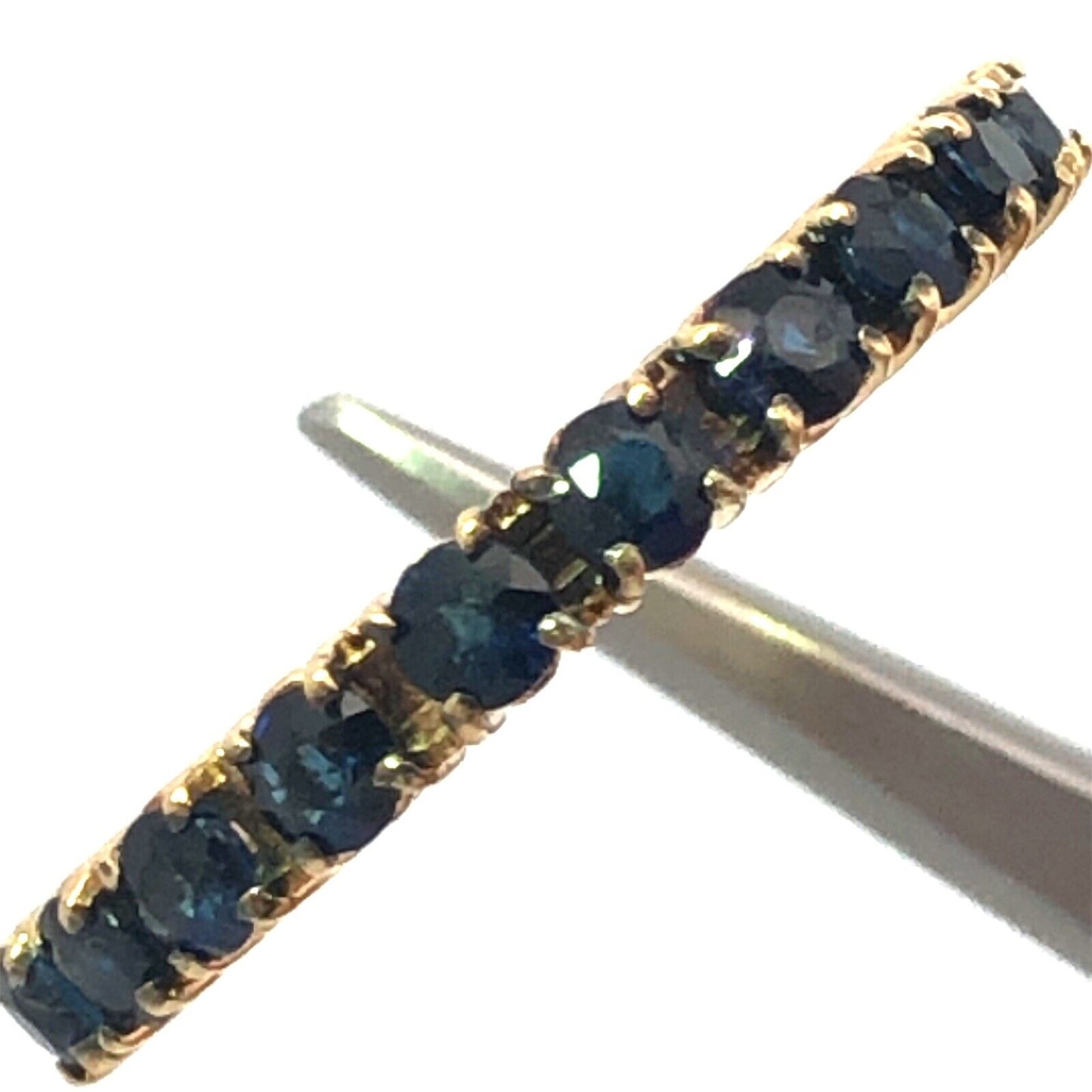 Designer S Kalan 14K Yellow Gold Sapphire Anniversary Eternity Half Band Ring