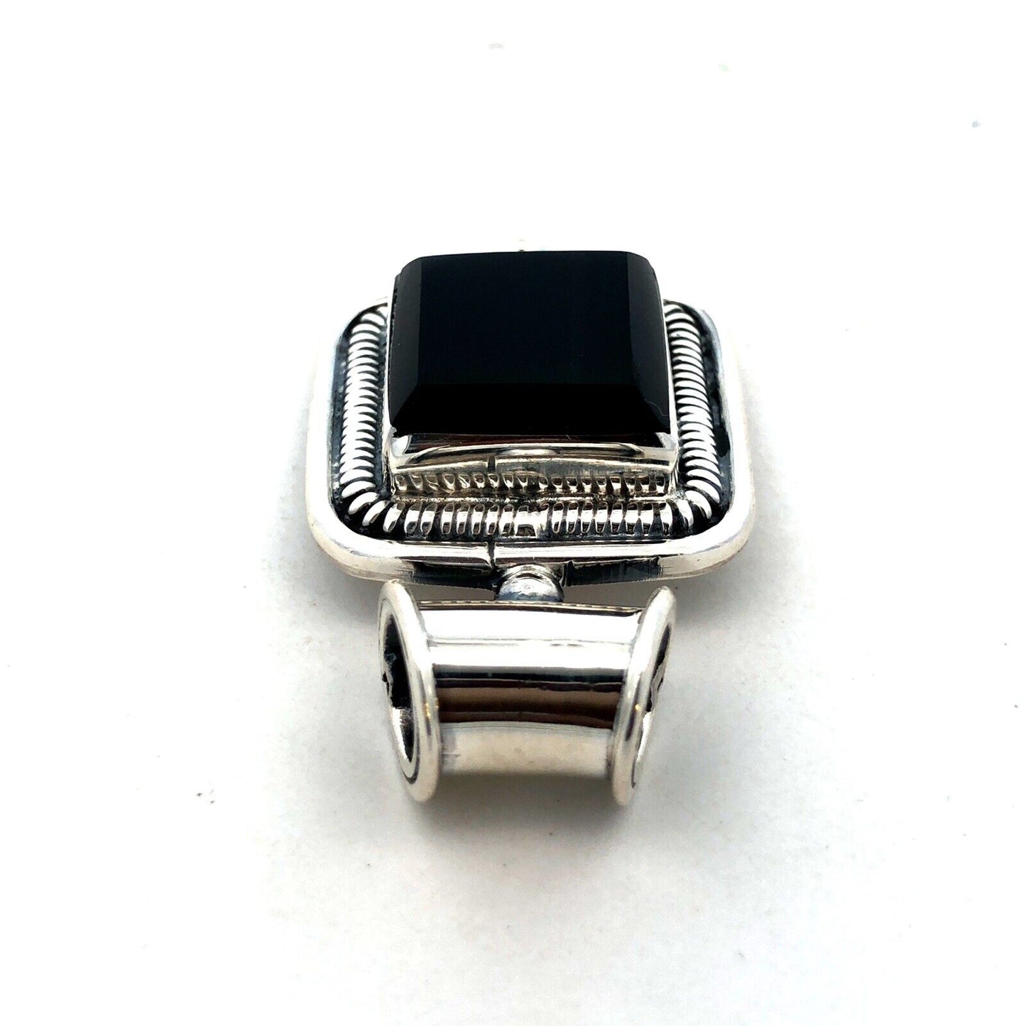 Taxco Mexico 950 Silver TN-30 Square Black Onyx Statement Pendant