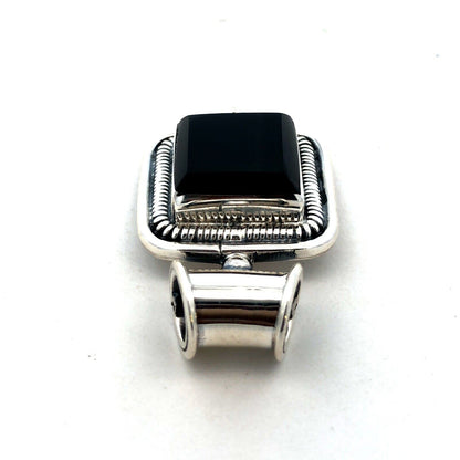 Taxco Mexico 950 Silver TN-30 Square Black Onyx Statement Pendant