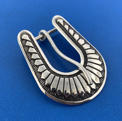 Navajo Michael Tahe 925 Sterling Silver Concho Design 4 Piece Belt Buckle