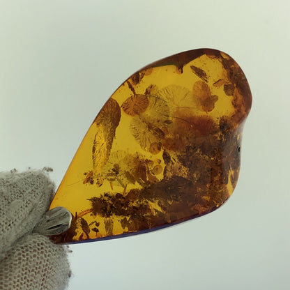 Stunning Sterling Silver 925 Reticulated Floral Amber Shard Dangle Pendant