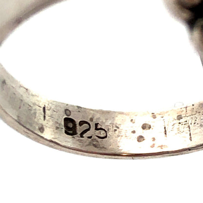 Vintage 925 Sterling Silver Round Cabochon Moonstone Solitaire Ring