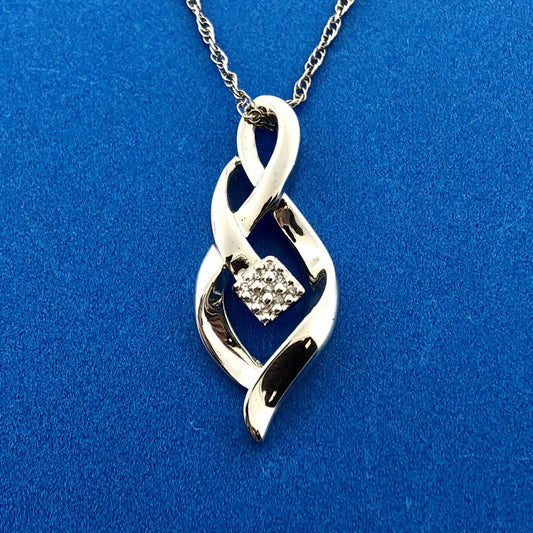 Designer 925 Sterling Silver Diamond Infinity Eternity Anniversary Necklace