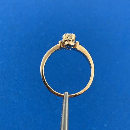 Art Deco Heirloom 14K Yellow Gold Diamond Trio Black Enamel Cocktail Ring