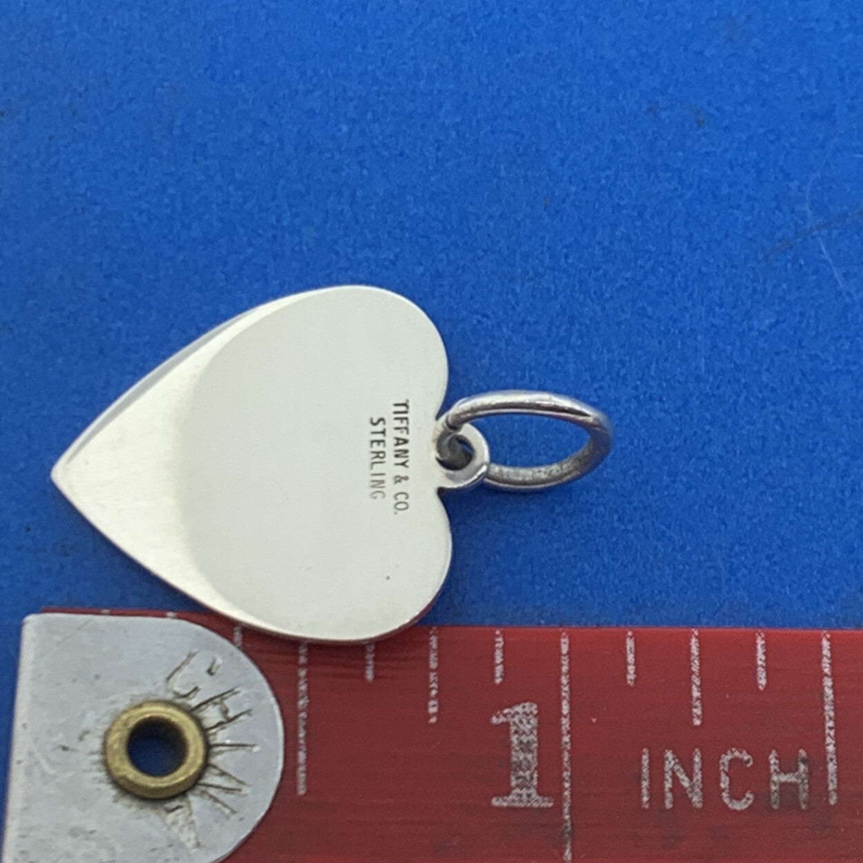 Tiffany & Co 925 Sterling Silver Engravable Heart Dog Tag Charm Pendant