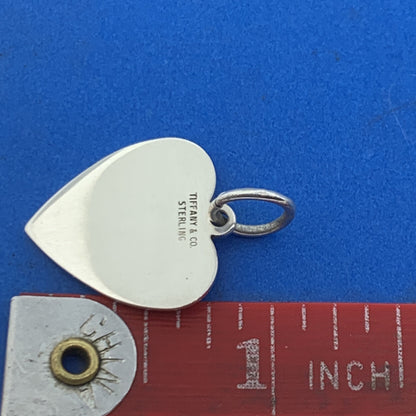 Tiffany & Co 925 Sterling Silver Engravable Heart Dog Tag Charm Pendant