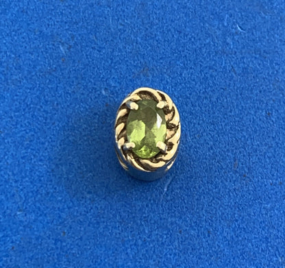 Designer 10K Yellow Gold Oval Peridot Slide Bracelet Charm