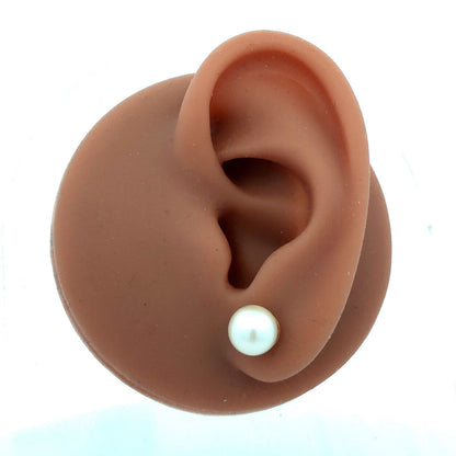 Estate 14K Yellow Gold Round Pearl Ball Stud Earrings