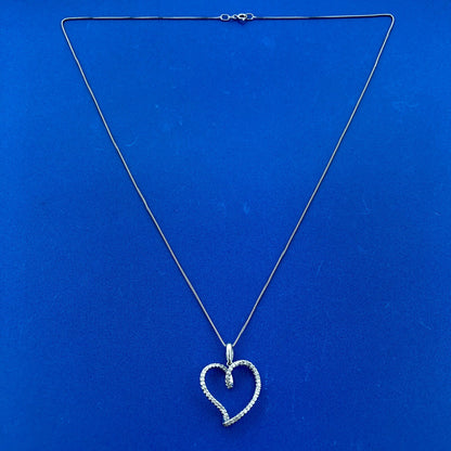 Designer 14K White Gold Diamond Infinity Heart Sweetheart Anniversary Necklace