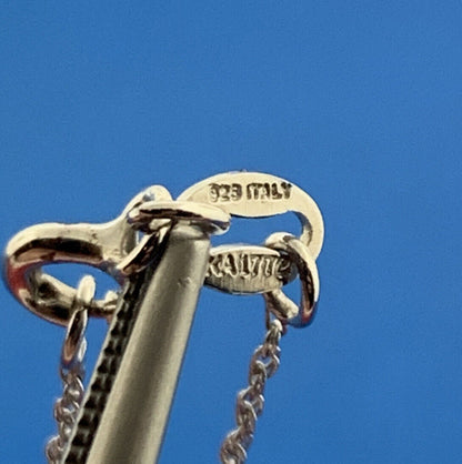 Karizia Spa Italy Sterling Silver Green Cubic Zirconia Turtle Pendant Necklace