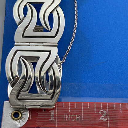 Vintage Taxco Arvel 925 Sterling Silver Modernist Wave Panel Cuff Bracelet