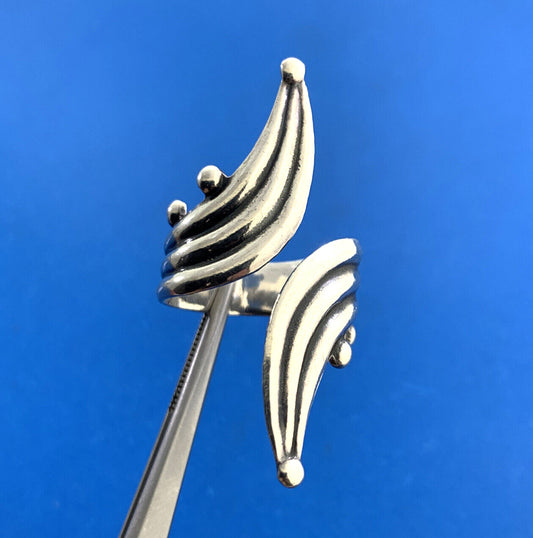 Taxco Mexico RJP 925 Sterling Silver Wrap Texture Statement Finger Ring