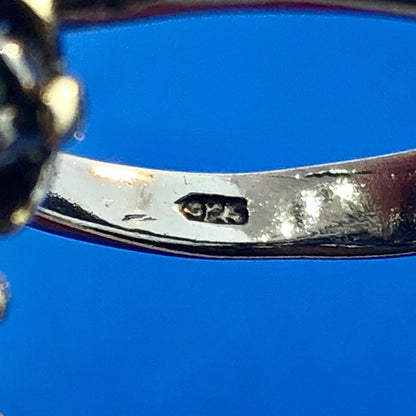 Fabulous 925 Sterling Silver Amethyst Solitaire Green Garnet Halo Cluster Ring