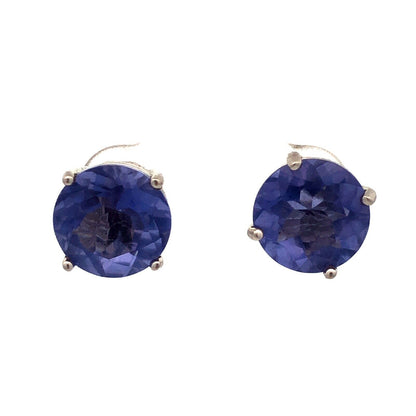 Designer TGGC 925 Sterling Silver Round Blue Tanzanite Solitaire Stud Earrings