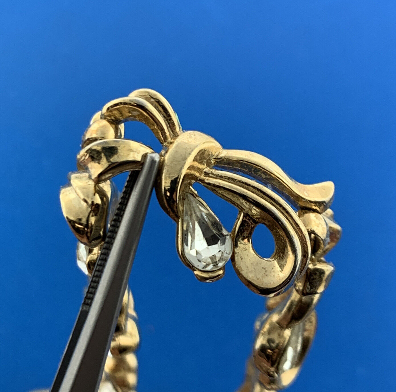 1950s Alfred Philippe Crown Trifari Gold Tone Rhinestone Bracelet Necklace Set