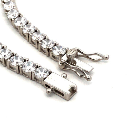Designer DK 925 Sterling Silver Round Cubic Zirconia Statement Tennis Bracelet