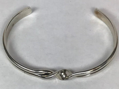 Vintage Sterling Silver 925 Modernist Twist Open Cuff Bracelet