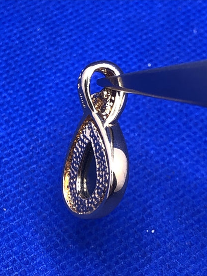 Designer Vermeil 925 Sterling Silver Hematite Modernist Teardrop Pendant