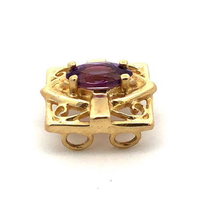 Designer 10K Yellow Gold Amethyst February Anniversary Slide Bracelet Charm