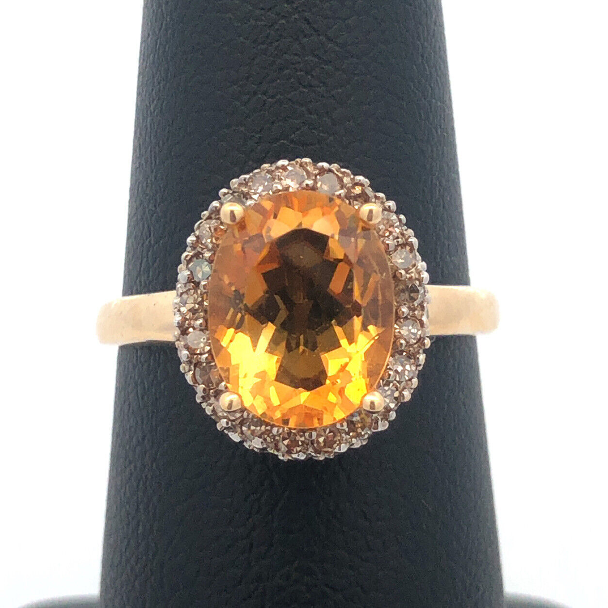 Stunning 14k Yellow Gold Citrine Diamond Halo Ring