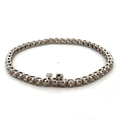 Designer JST 10K White Gold Round Diamond Tennis Bracelet