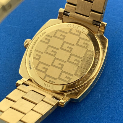 Gucci Gold Tone Dial Yellow Gold PVD Stainless Steel Ladies Watch YA157502 w/Box