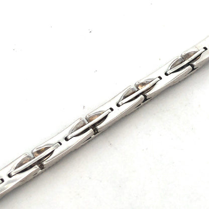 Designer Raima 14k White Gold Diamond Panel Link Box Clasp 7" Tennis Bracelet