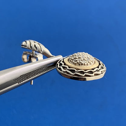 Designer ATR 925 Sterling Silver 14K Gold Pave Diamond Dangle Drop Stud Earrings