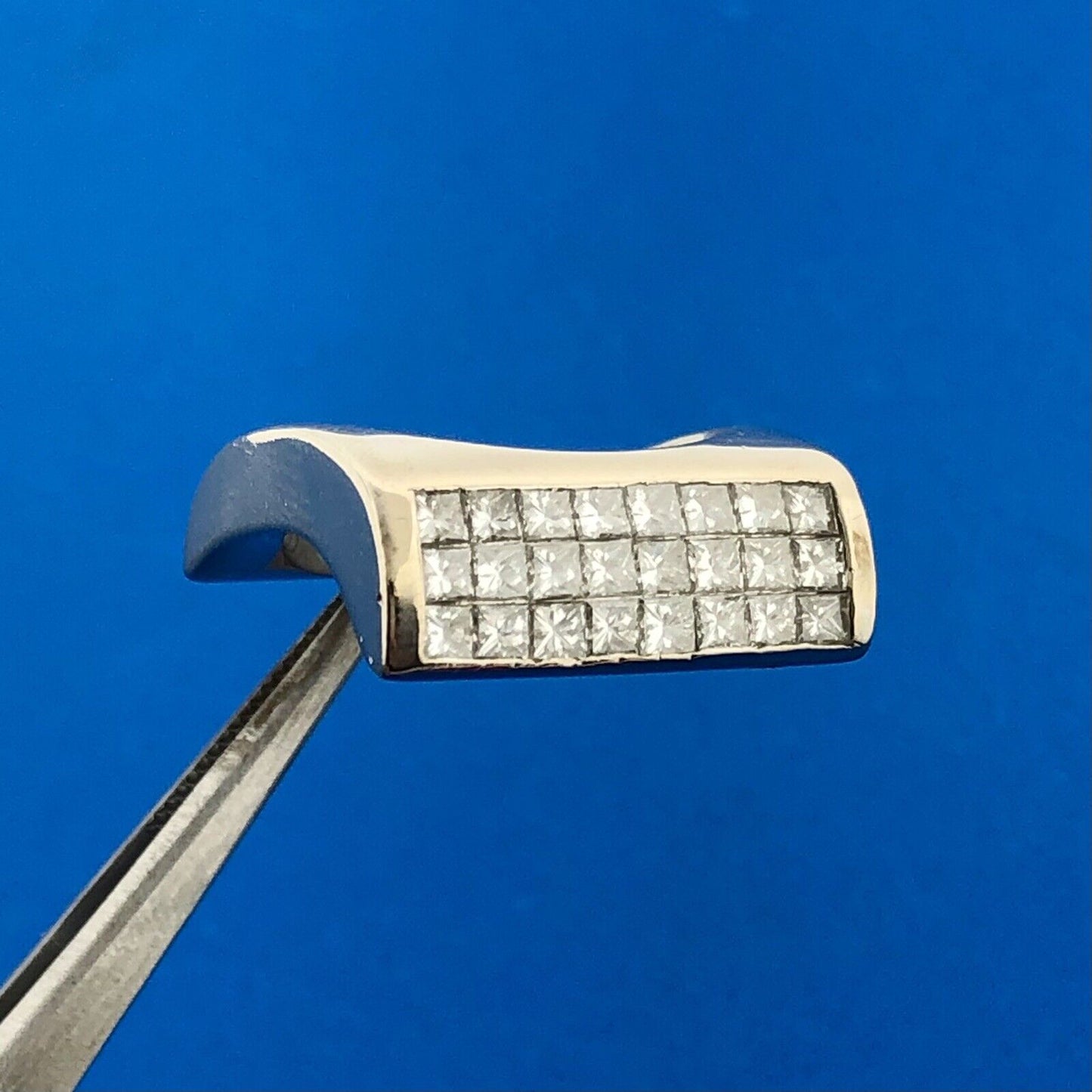 Modernist 18K White Gold Princess Diamond 1tcw Anniversary Statement Bar Ring