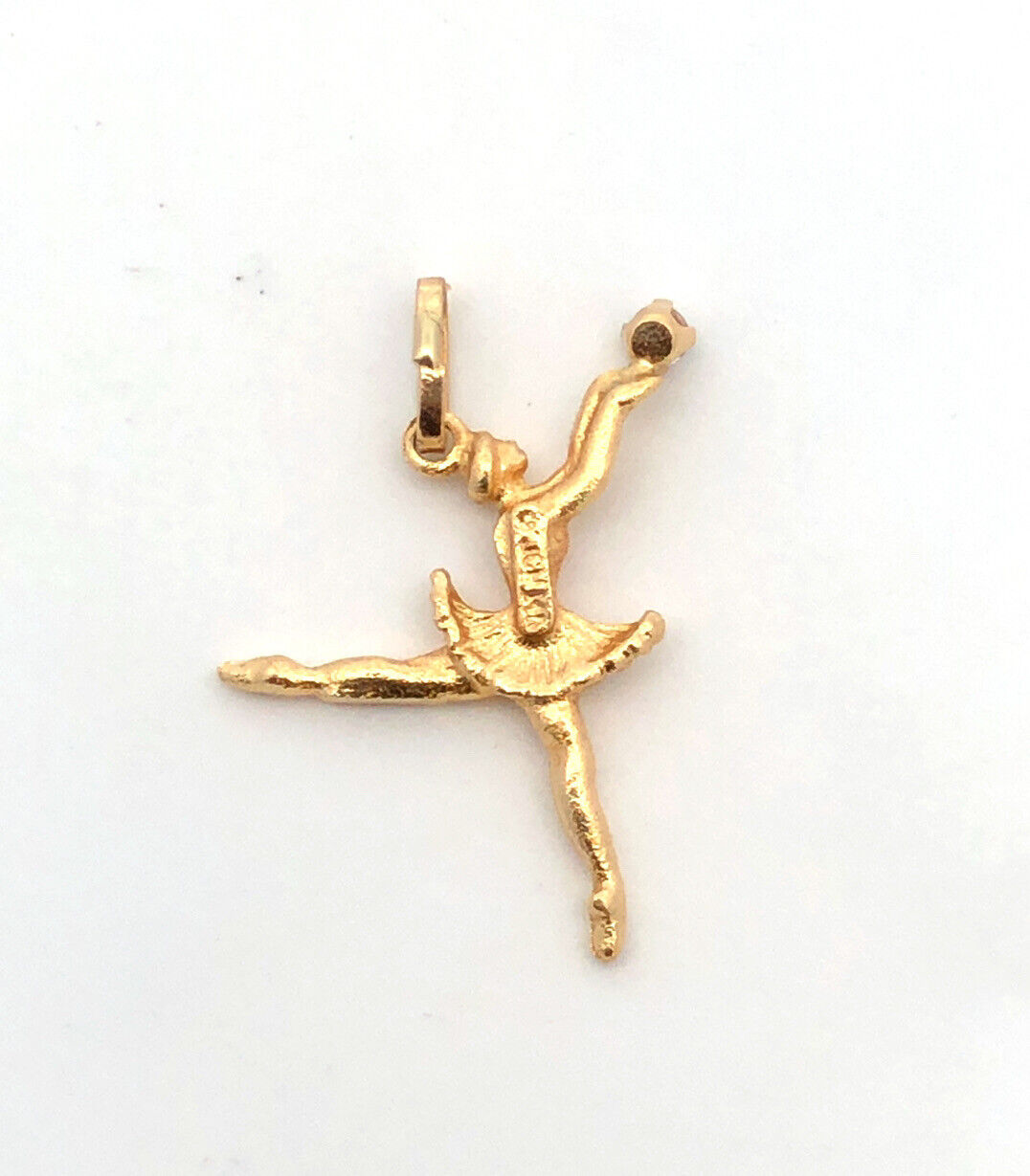 Designer JCM 14K Yellow Gold Cubic Zirconia Dancing Ballerina Pendant