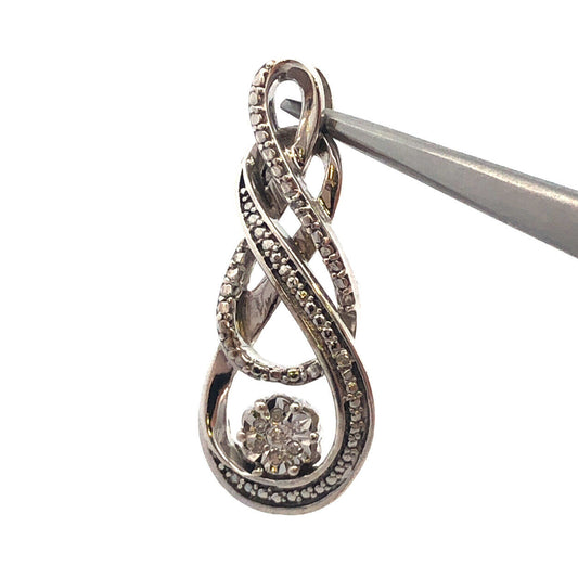 Designer 925 Sterling Silver Round Diamond Swirl Infinity Anniversary Pendant