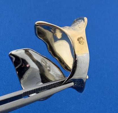 Jacmel Mauritius Sterling Silver Vermeil 2-Tone Modernist Sparkling Leaf Ring