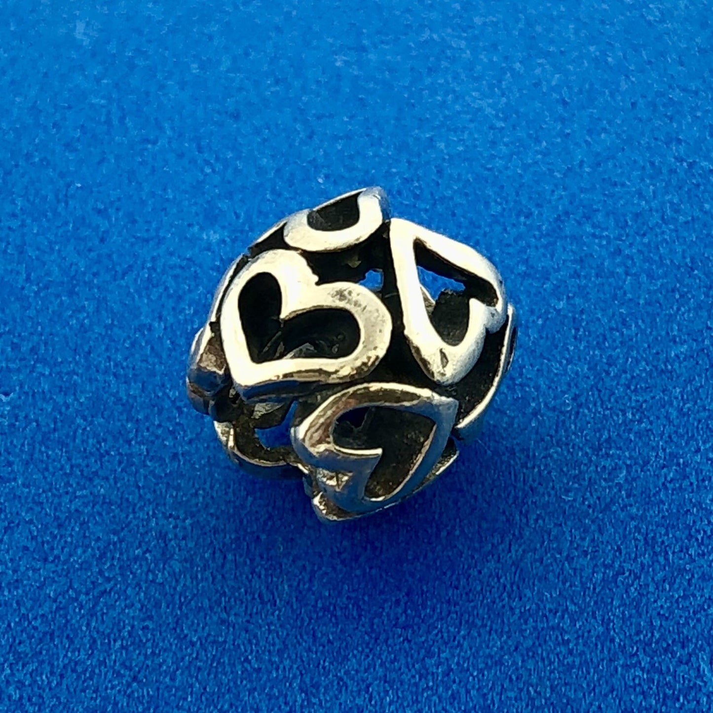 Designer Sterling Silver 925 Heart Openwork Bead Bracelet Charm