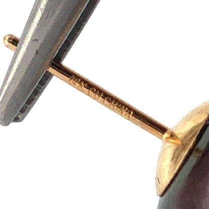 Designer 14K Yellow Gold Black Pearl Statement Stud Earrings 10.5mm