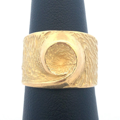 Designer Arabic 18K Yellow Gold Unisex 3D Bird's Eye Of The Storm Dramatic Ring