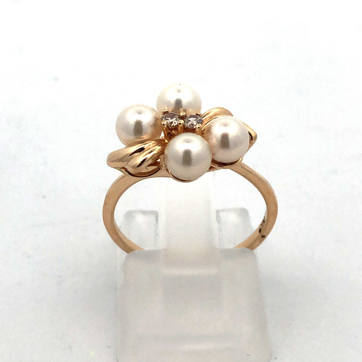 Designer WE 14K Yellow Gold Round Pearl Diamond Accent Cocktail Ring