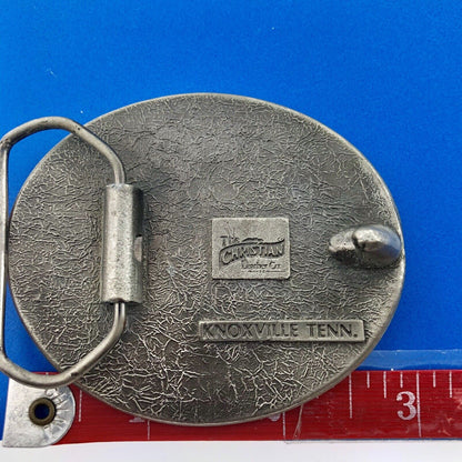 1982 Worlds Fair Logo Knoxville Tennessee Silver Tone Metal Oval Belt Buckle