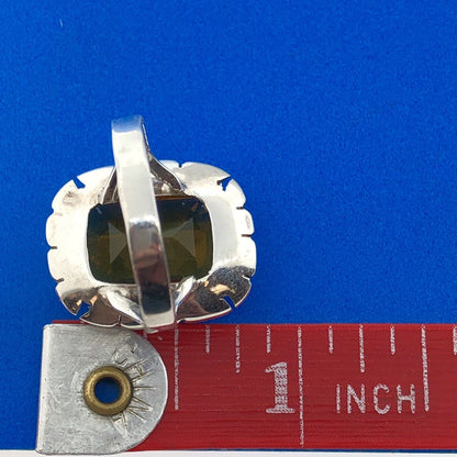 Designer 925 Sterling Silver Rectangle Orange Cubic Zirconia CZ Solitaire Ring